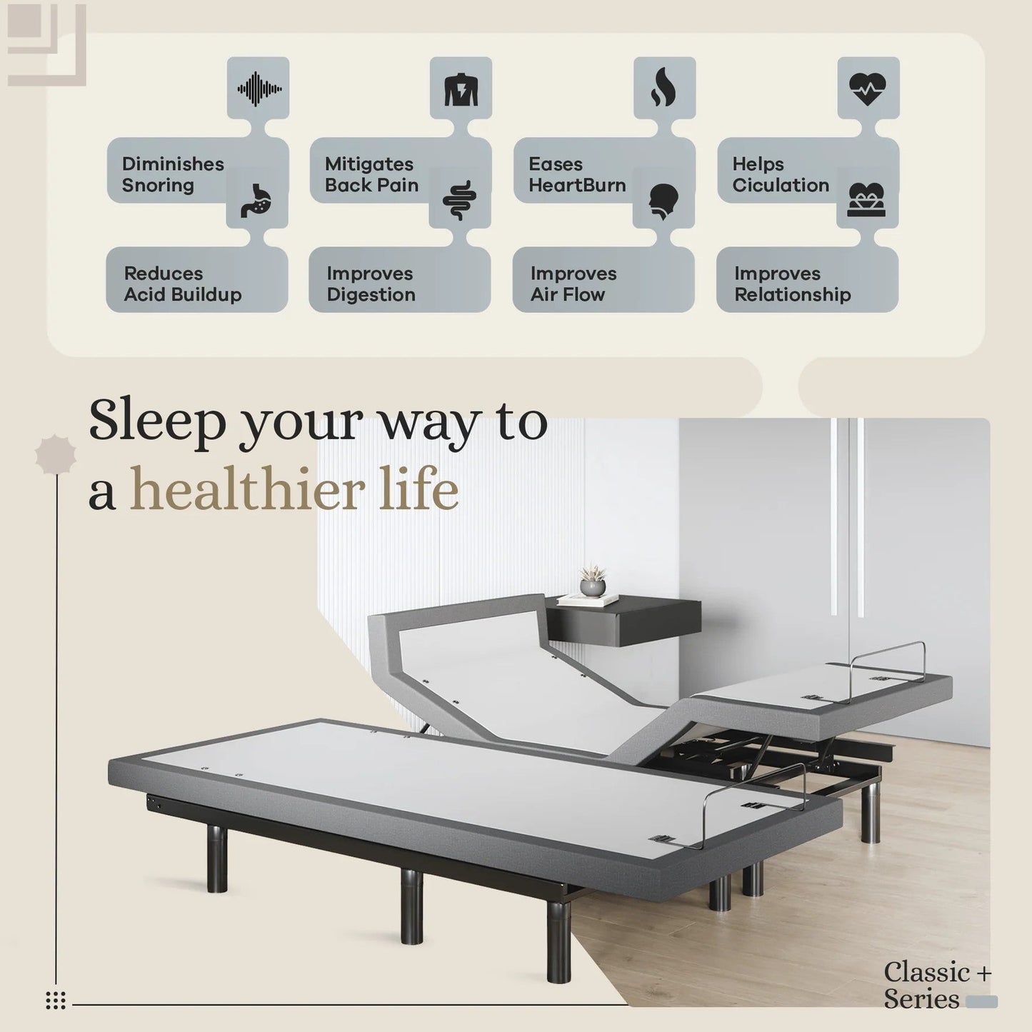 ClassicPlus+ Series Adjustable Bed Base + Choice of Mattress Bundle bundle Sven & Son