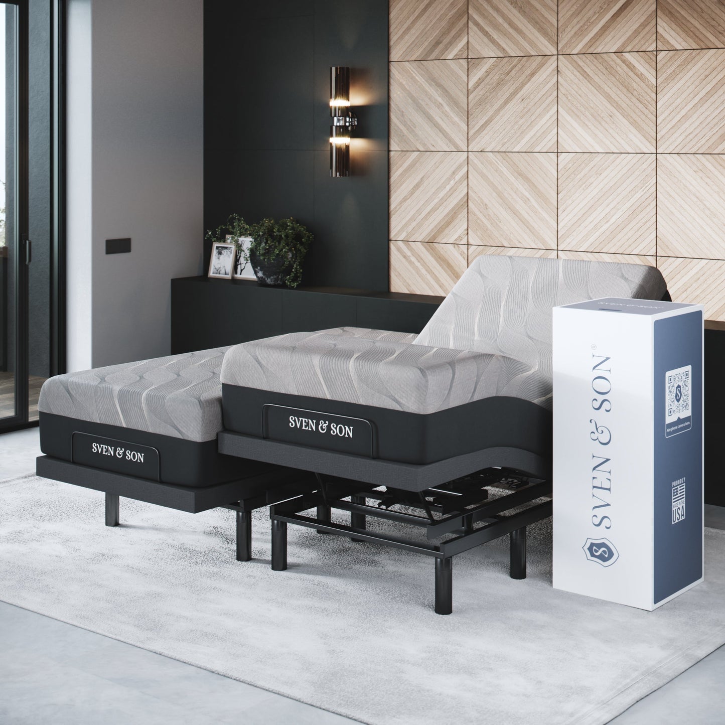 Bliss Series Adjustable Bed Base + Choice of Mattress Bundle bundle SVEN & SON® Split-King 12" Medium