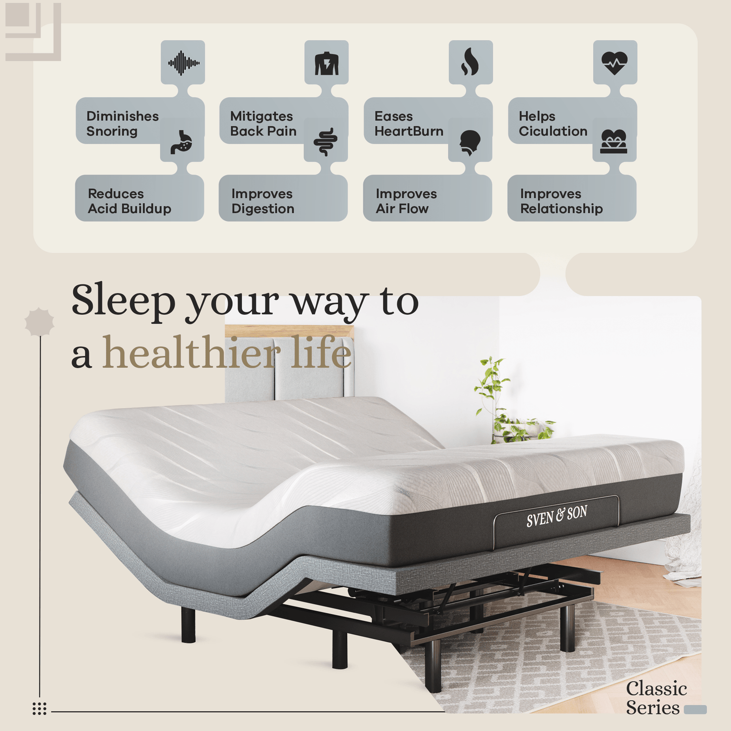 Classic Series Adjustable Bed Base + Choice of Mattress Bundle bundle SVEN & SON®