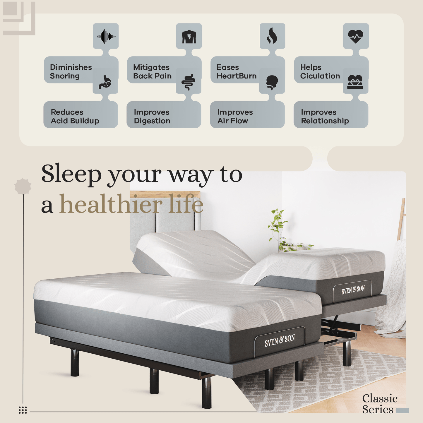 Classic Series Adjustable Bed Base + Choice of Mattress Bundle bundle SVEN & SON®