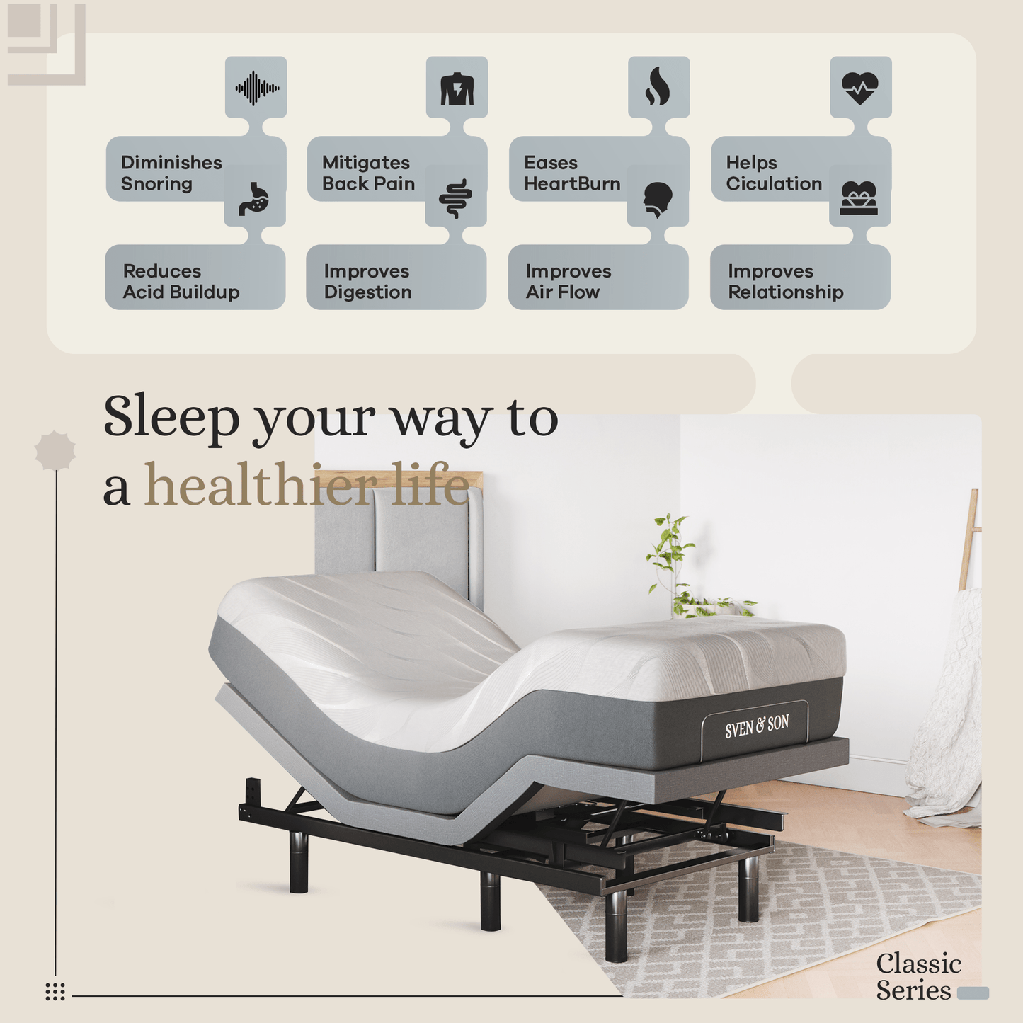 Classic Series Adjustable Bed Base + Choice of Mattress Bundle bundle SVEN & SON®