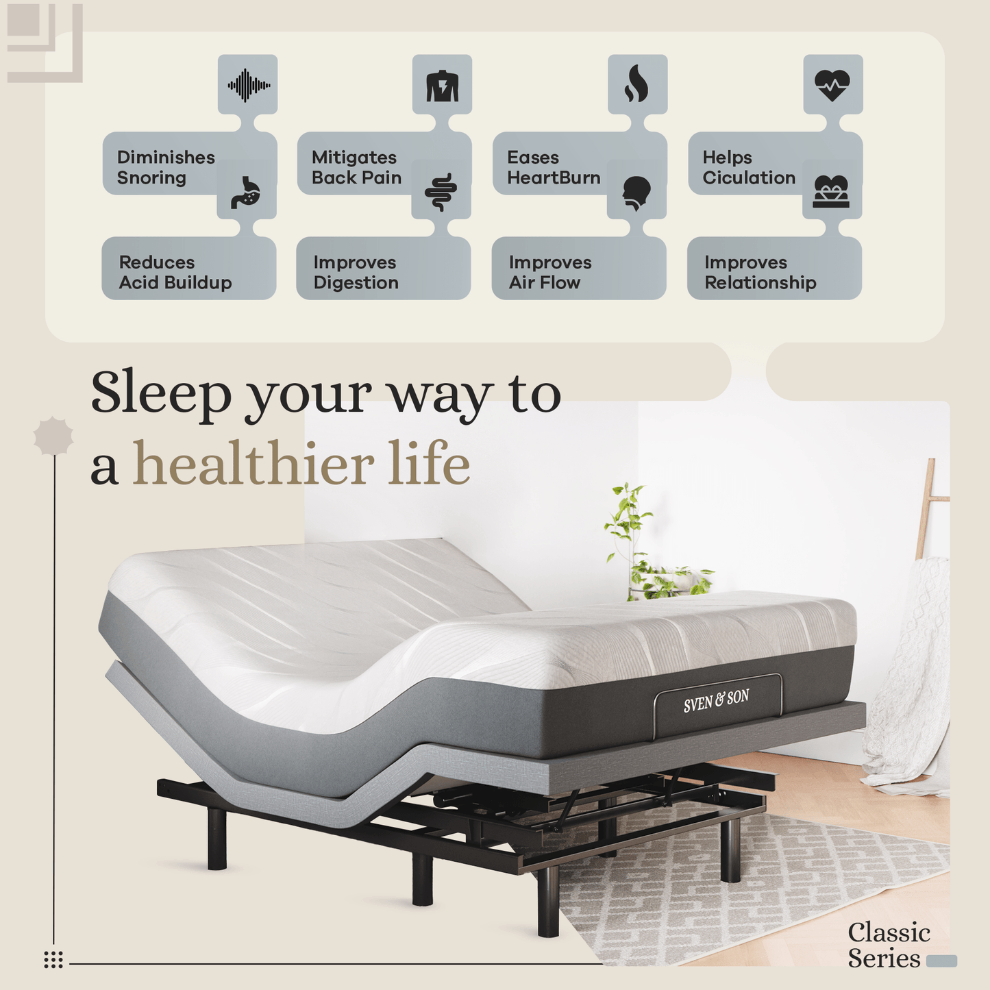 Classic Series Adjustable Bed Base + Choice of Mattress Bundle bundle SVEN & SON®