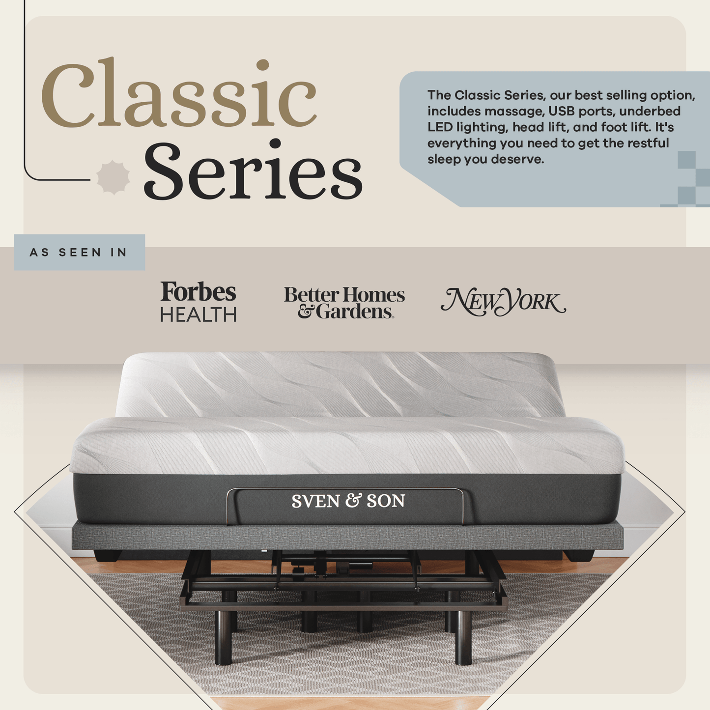 Classic Series Adjustable Bed Base + Choice of Mattress Bundle bundle SVEN & SON®