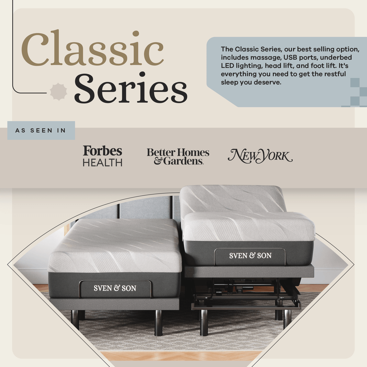 Classic Series Adjustable Bed Base Choice of Mattress Bundle