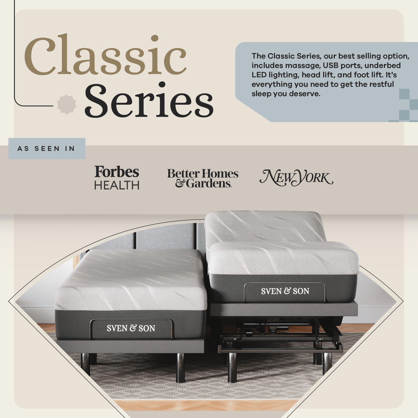 Classic Series Adjustable Bed Base + Choice of Mattress Bundle bundle SVEN & SON® 