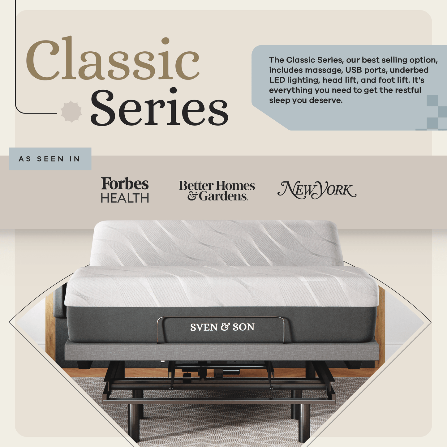 Classic Series Adjustable Bed Base + Choice of Mattress Bundle bundle SVEN & SON®