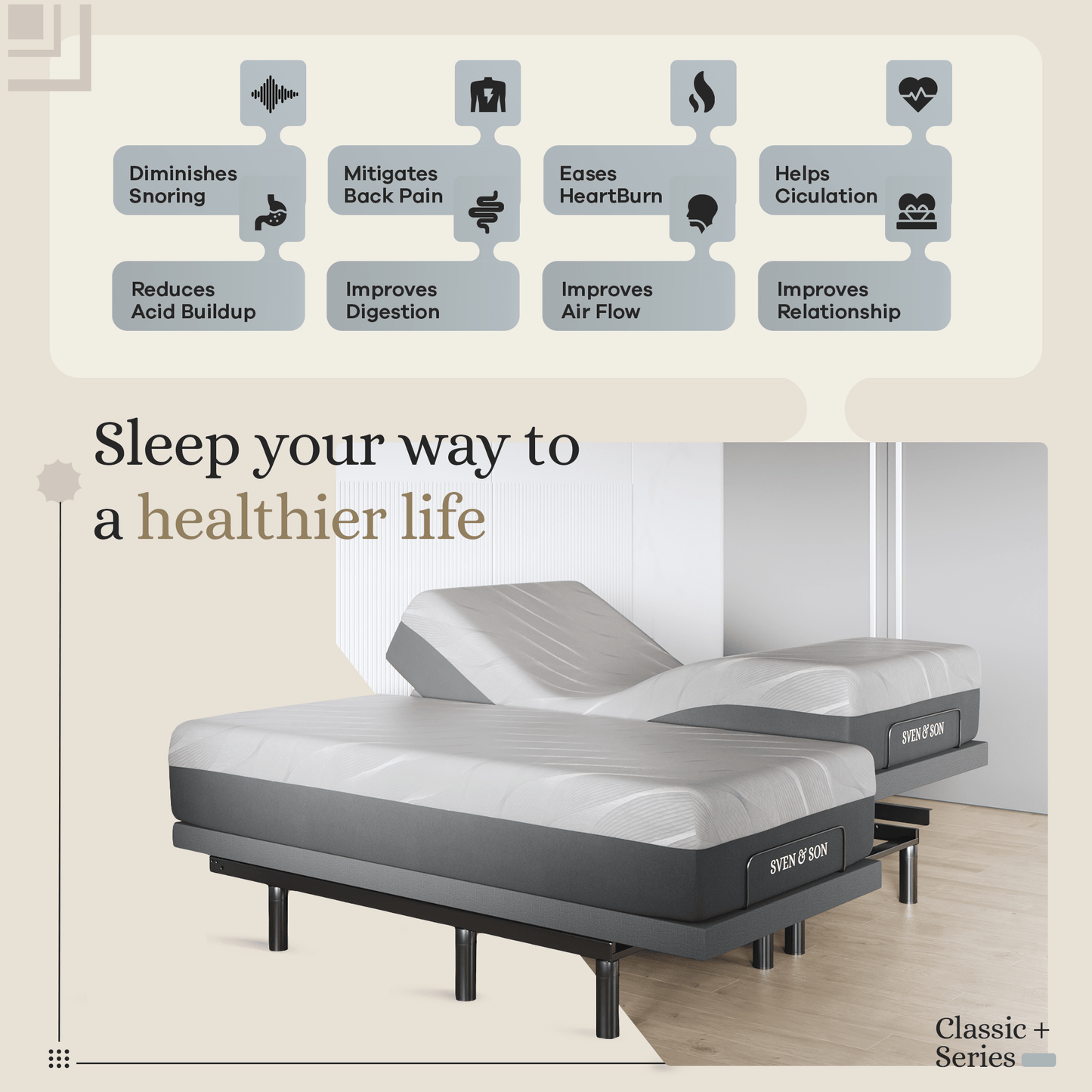 Classic+ Series Adjustable Bed Base + Choice of Mattress Bundle bundle SVEN & SON®