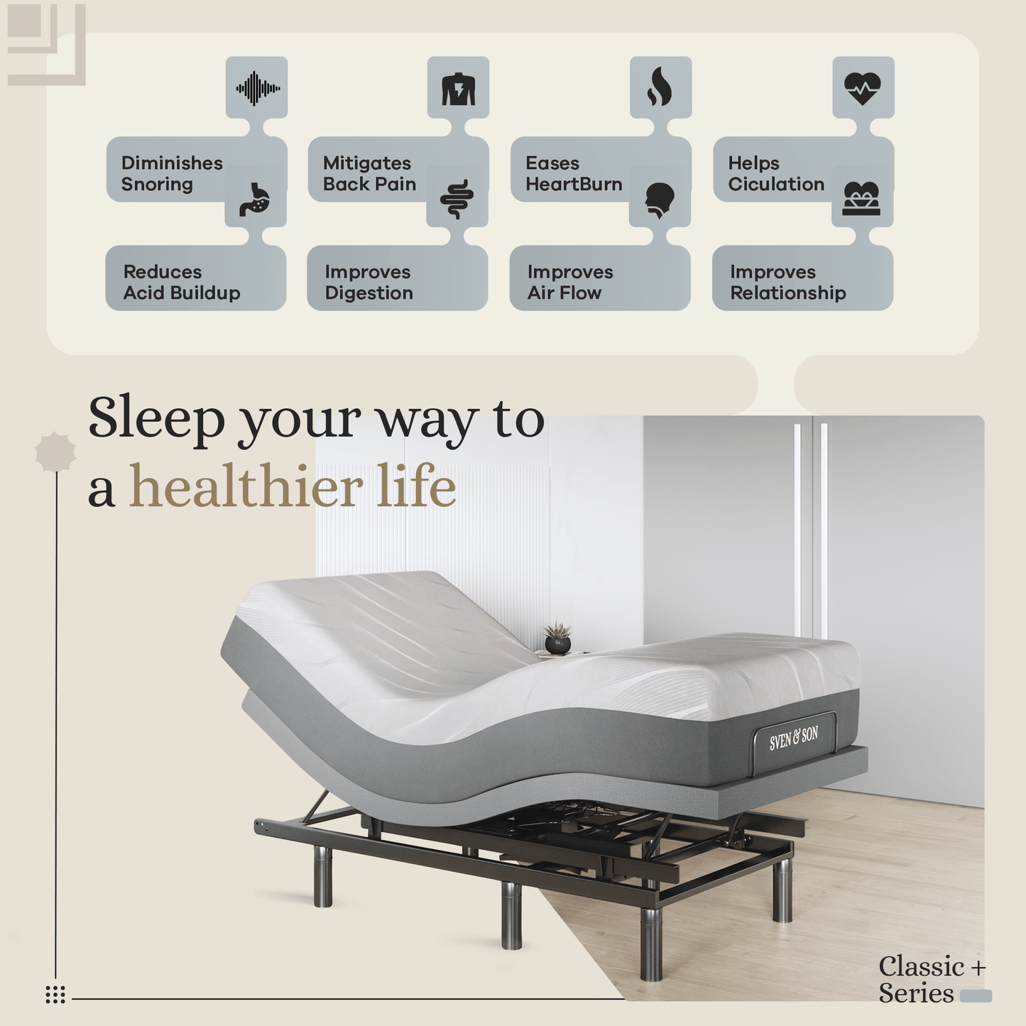 Classic+ Series Adjustable Bed Base + Choice of Mattress Bundle bundle SVEN & SON®