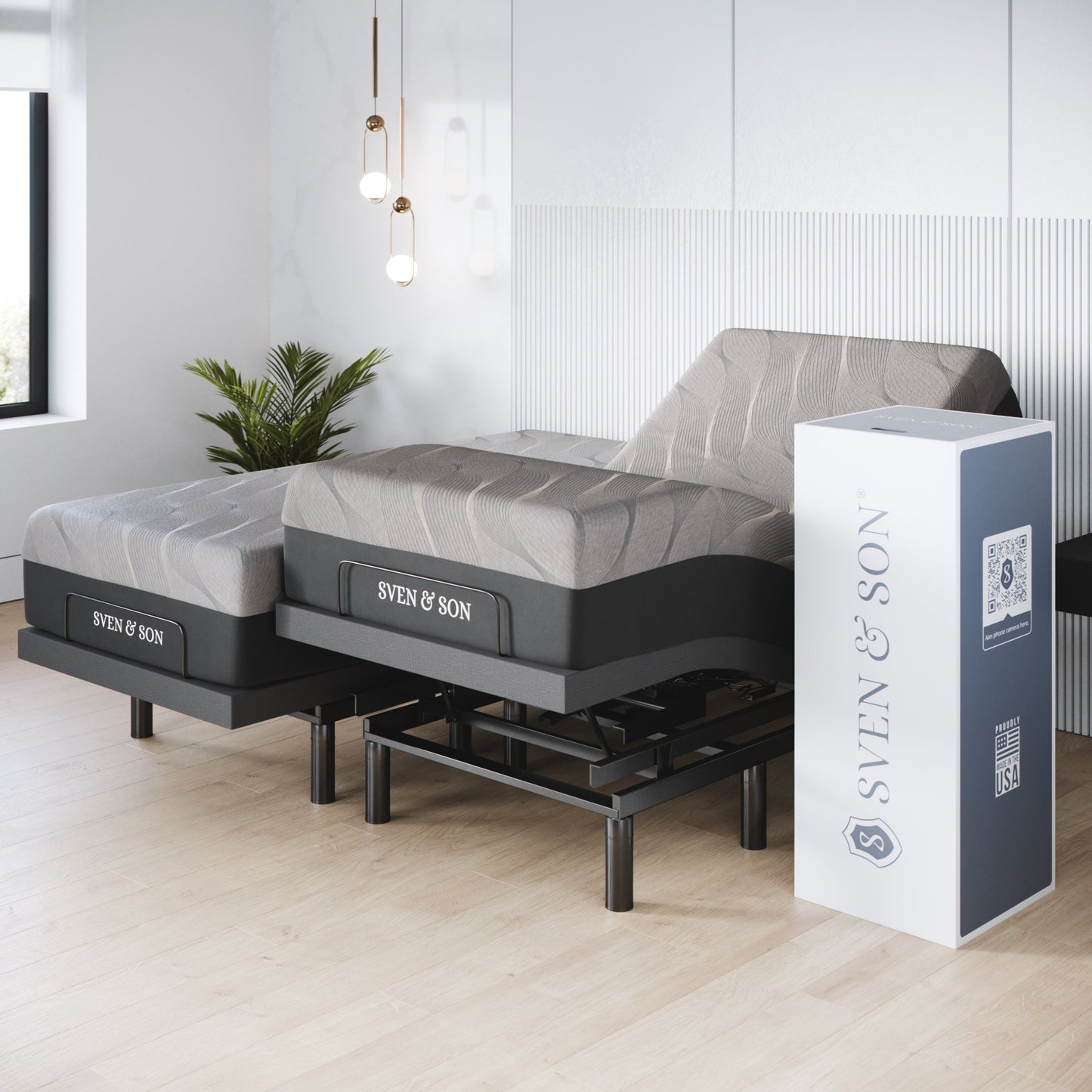 Classic+ Series Adjustable Bed Base + Choice of Mattress Bundle bundle SVEN & SON® Split-King 10" Firm