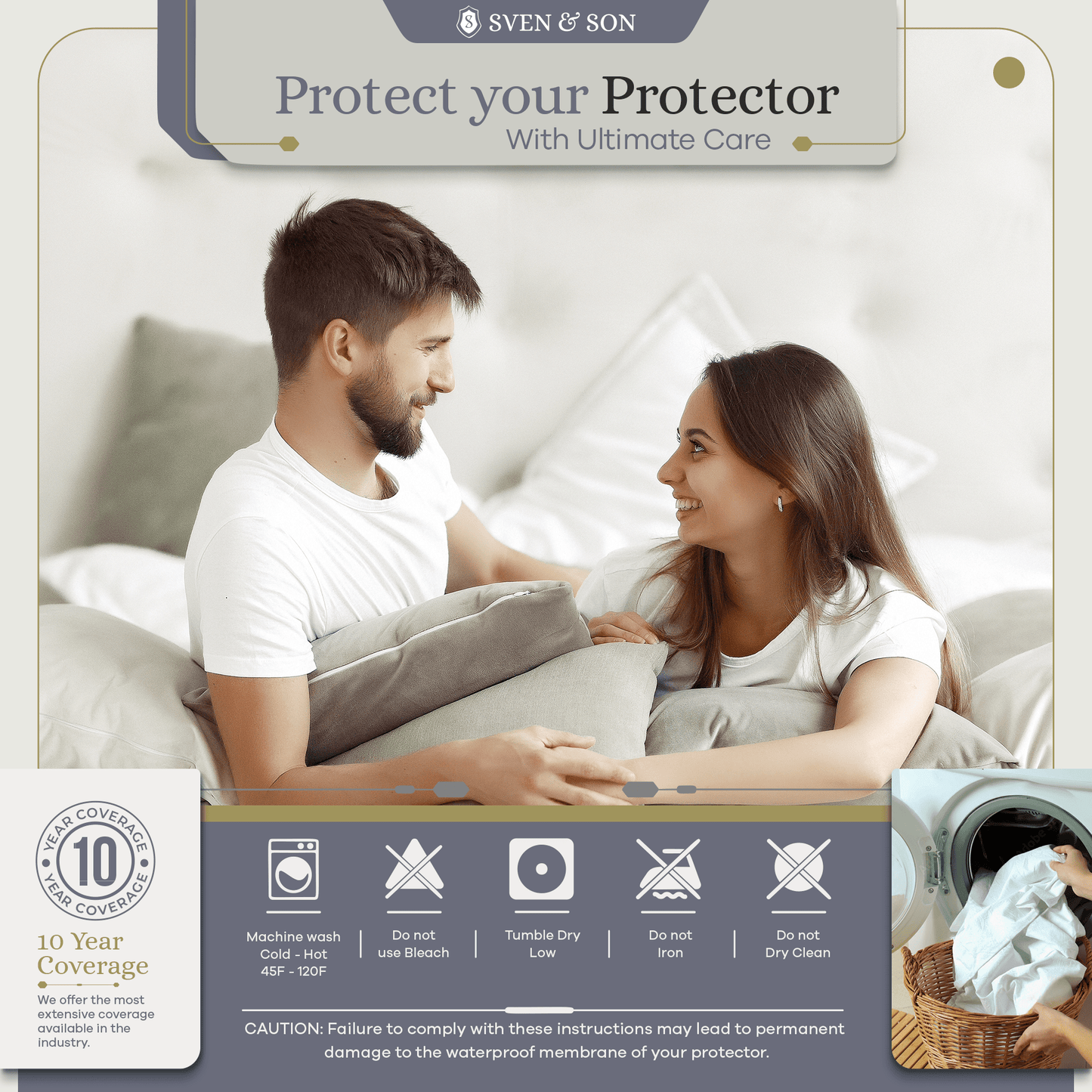 Premium Dimpled Stretch Knit Mattress Protector Bedding SVEN & SON® 