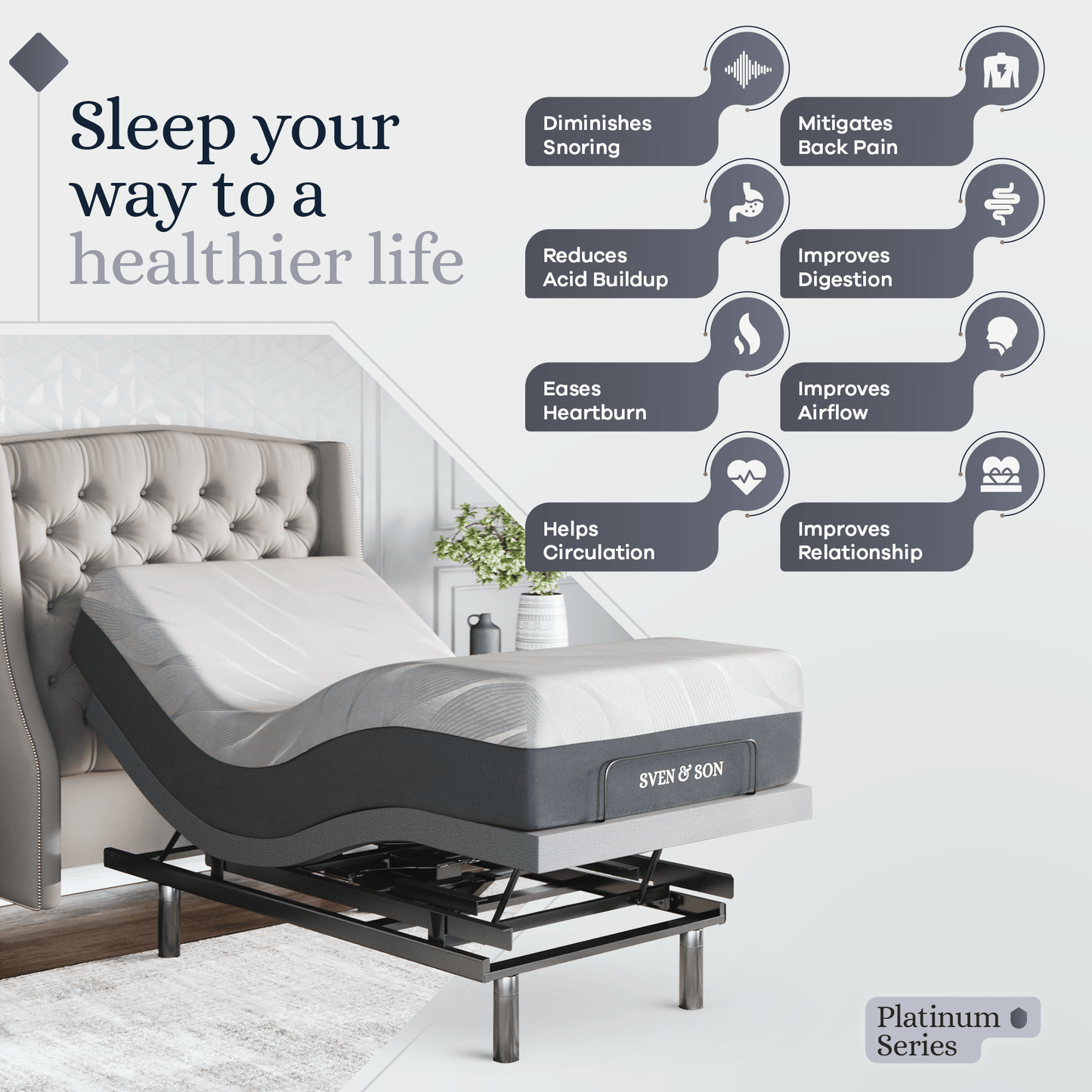 Platinum Series Adjustable Bed Base + Choice of Mattress Bundle bundle SVEN & SON®