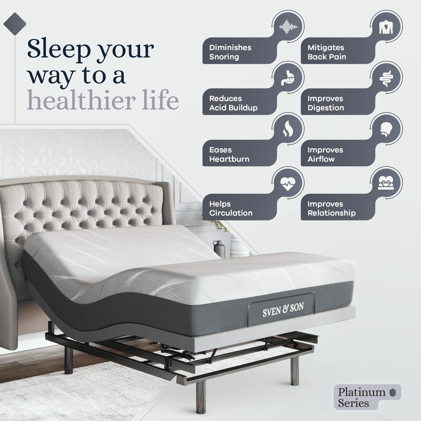 Platinum Series Adjustable Bed Base + Choice of Mattress Bundle bundle SVEN & SON®