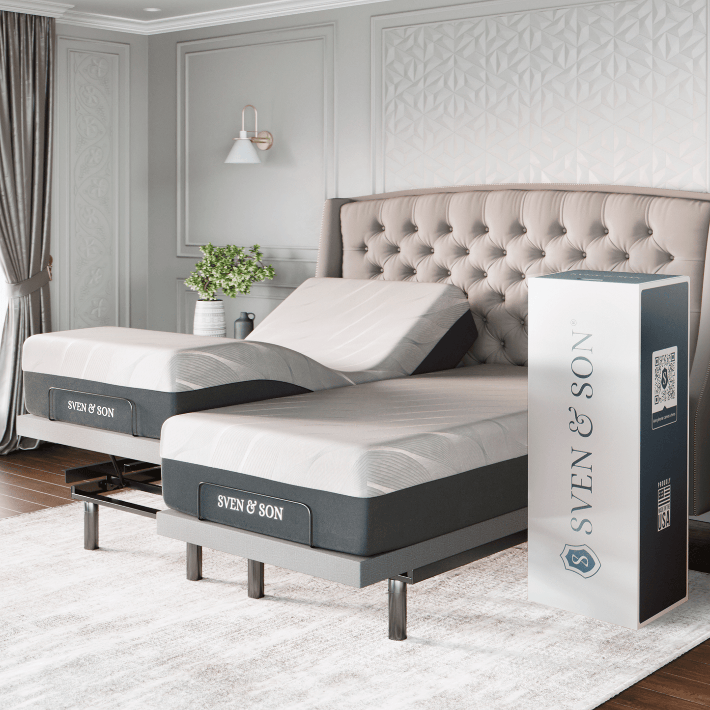 Platinum Series Adjustable Bed Base + Choice of Mattress Bundle bundle SVEN & SON® Split California King 14" Medium Soft 