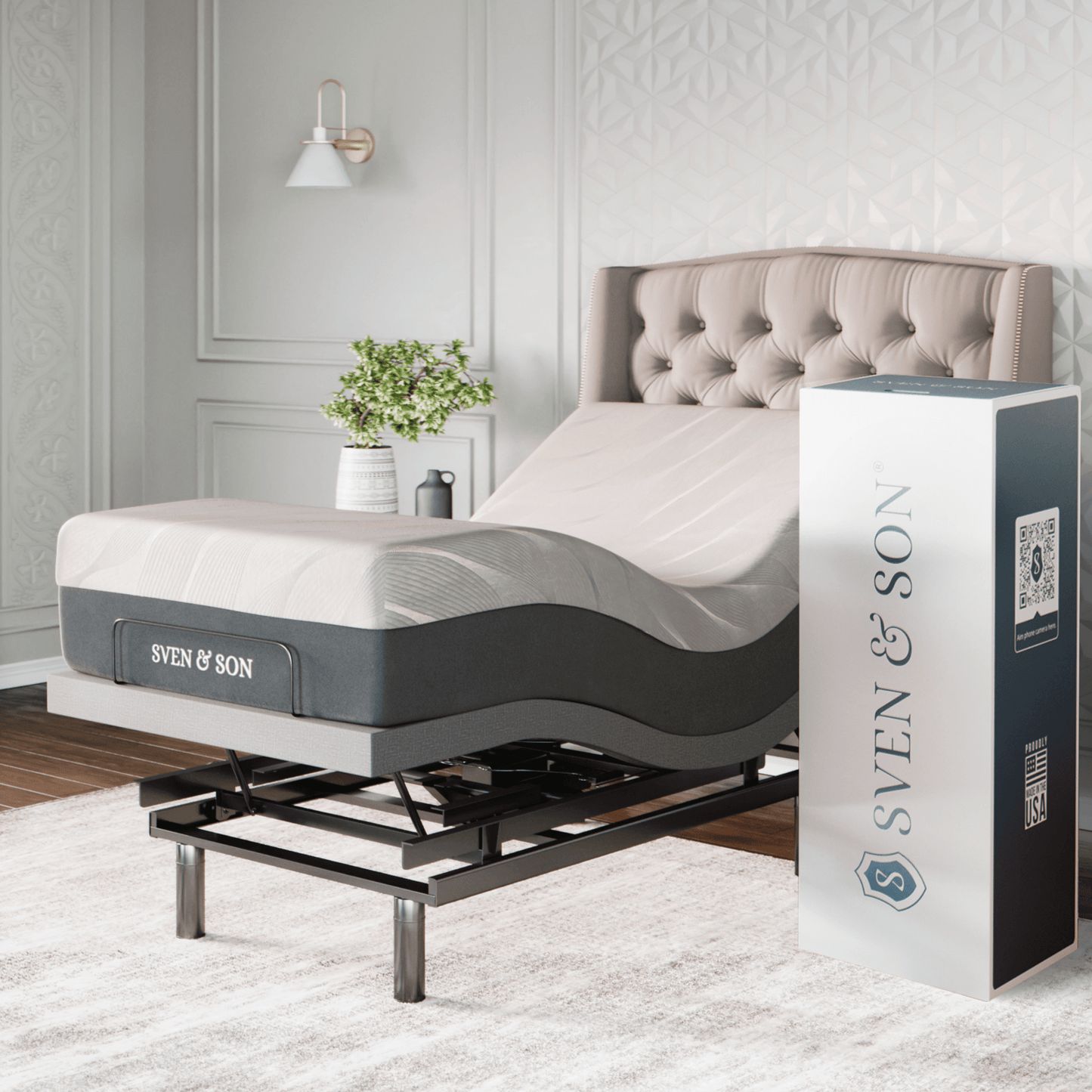 Platinum Series Adjustable Bed Base + Choice of Mattress Bundle bundle SVEN & SON® Twin-XL 10" Firm
