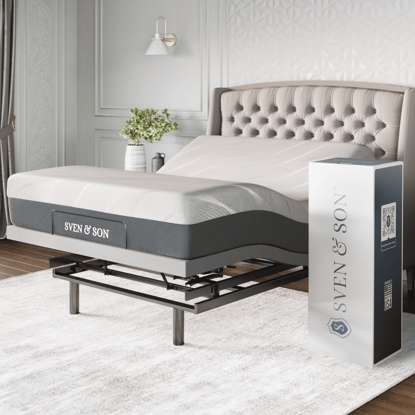 Platinum Series Adjustable Bed Base + Choice of Mattress Bundle bundle SVEN & SON® Queen 14" Medium Soft