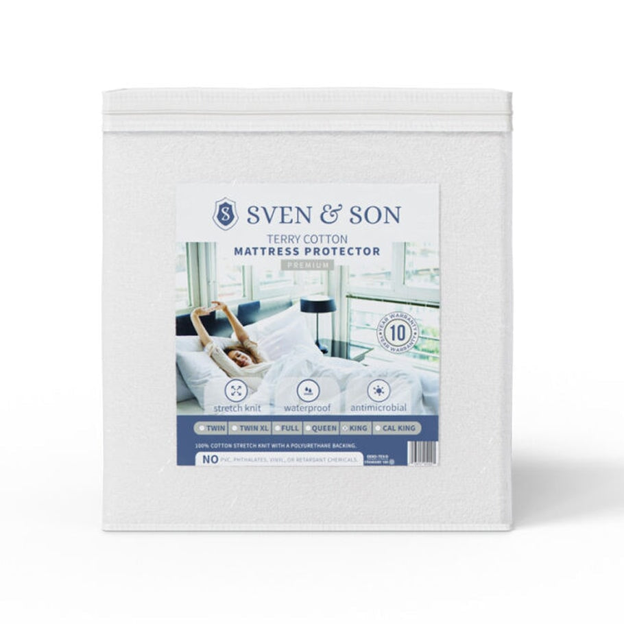 Premium Mattress Protector Bedding SVEN & SON® Cal King Terry Cloth Knit