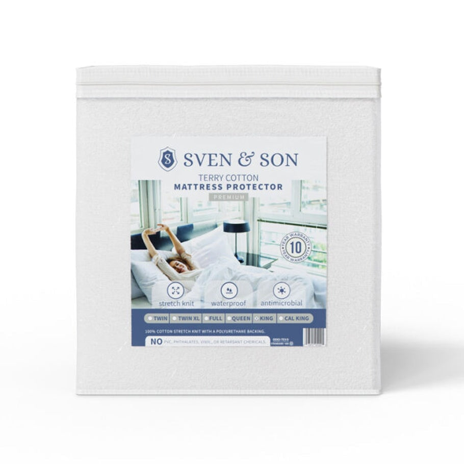 Premium Mattress Protector Bedding SVEN & SON® Cal King Terry Cloth Knit 