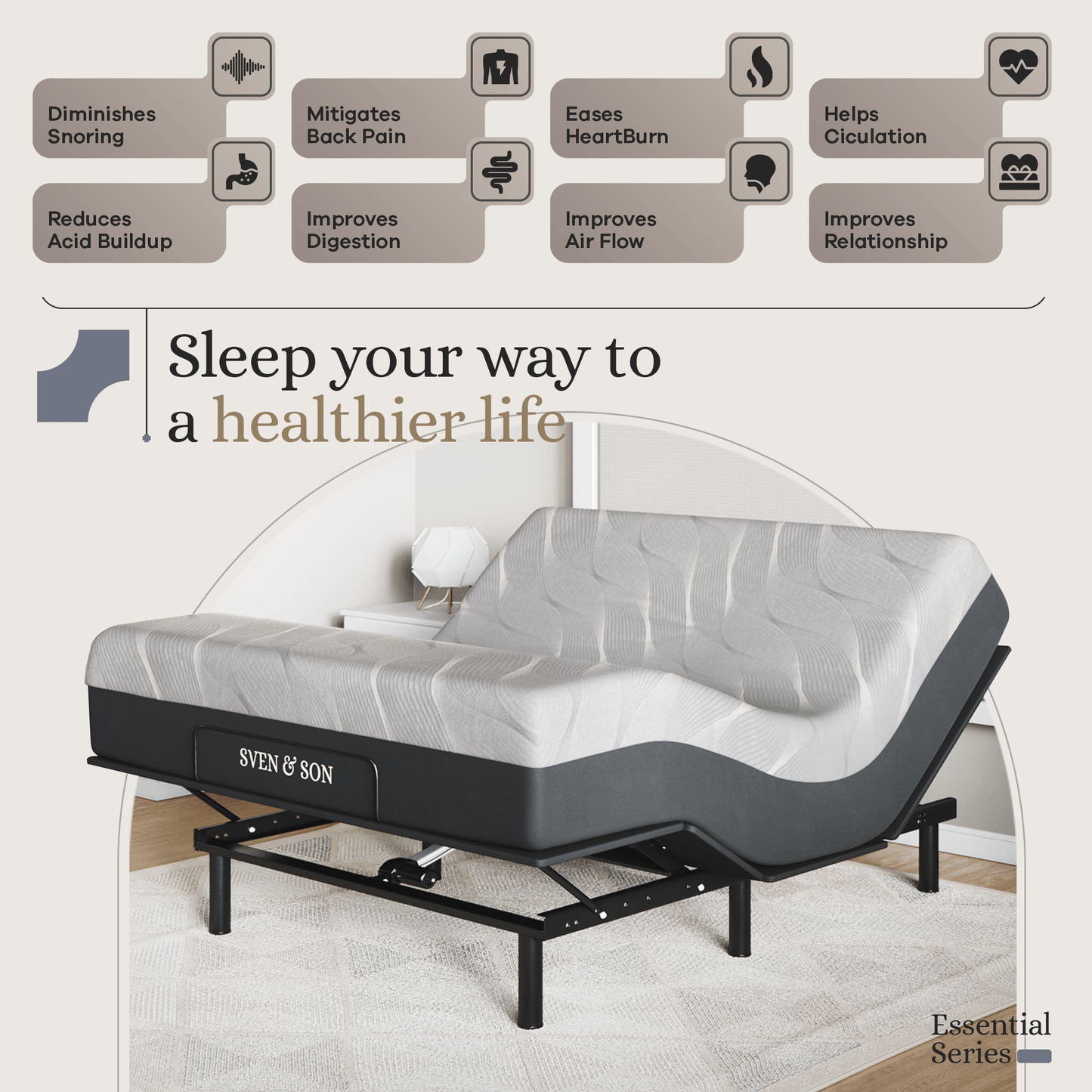 Essential Series Adjustable Bed Base + Choice of Mattress Bundle bundle SVEN & SON®