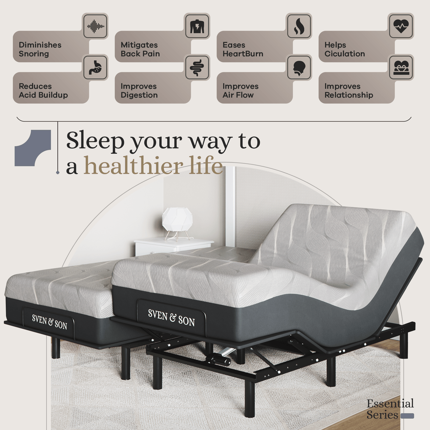 Essential Series Adjustable Bed Base + Choice of Mattress Bundle bundle SVEN & SON®