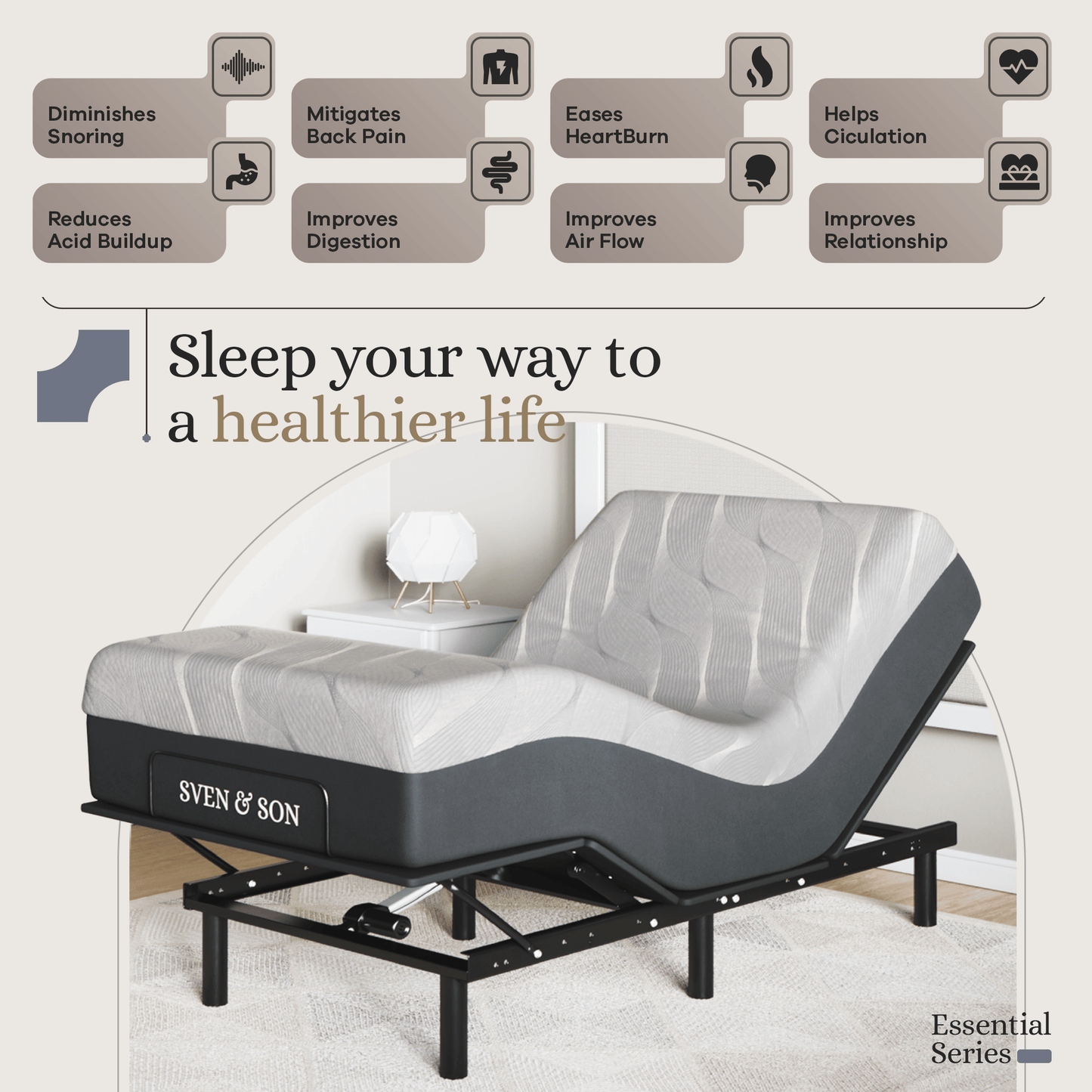 Essential Series Adjustable Bed Base + Choice of Mattress Bundle bundle SVEN & SON®