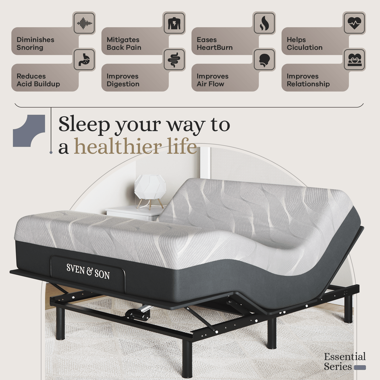 Essential Series Adjustable Bed Base + Choice of Mattress Bundle bundle SVEN & SON®