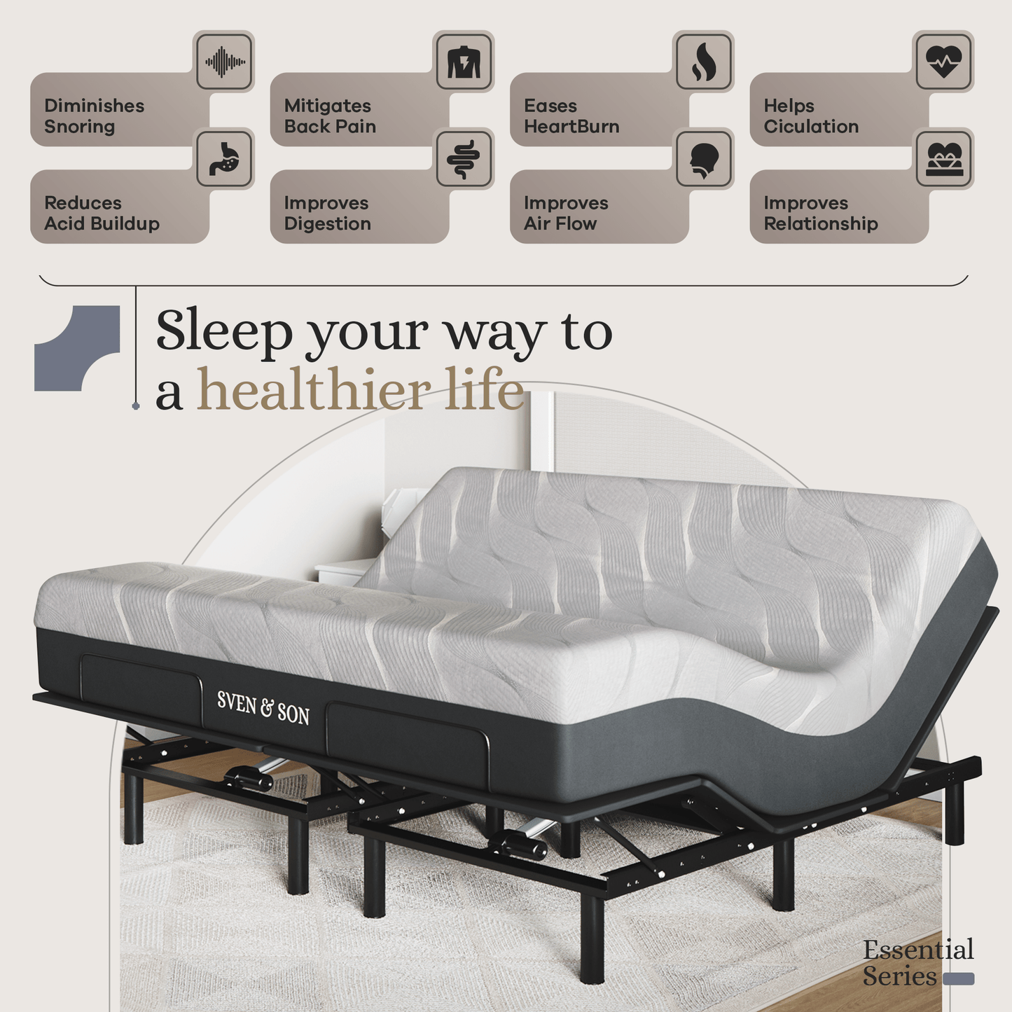 Essential Series Adjustable Bed Base + Choice of Mattress Bundle bundle SVEN & SON®