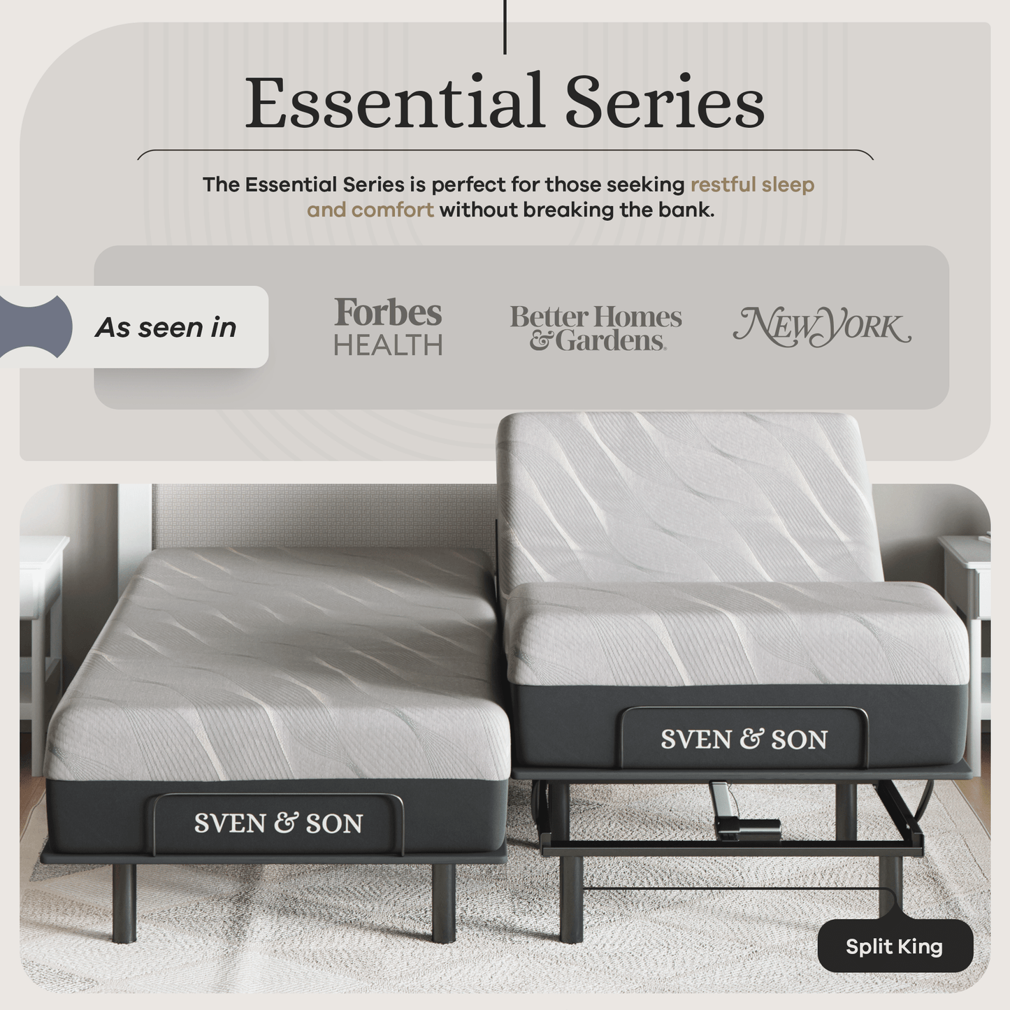 Essential Series Adjustable Bed Base + Choice of Mattress Bundle bundle SVEN & SON®