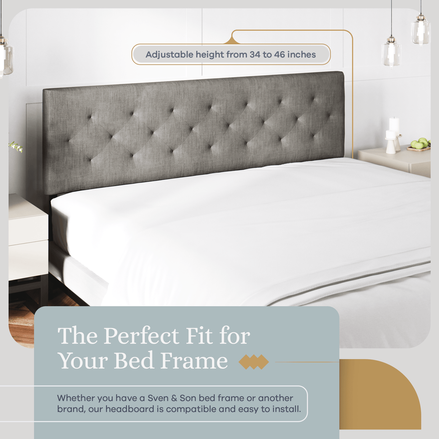 Sven & Son Diamond-Tufted Mid-Rise Upholstered Headboard Furniture Sven & Son