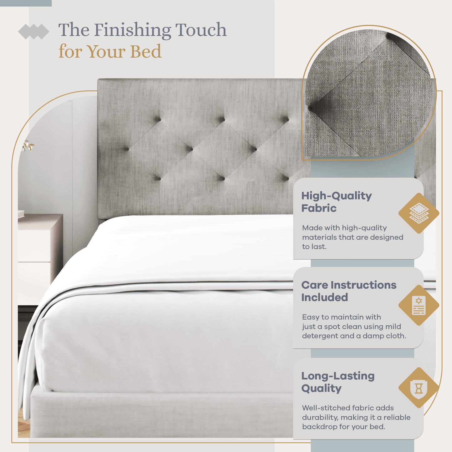Sven & Son Diamond-Tufted Mid-Rise Upholstered Headboard Furniture Sven & Son