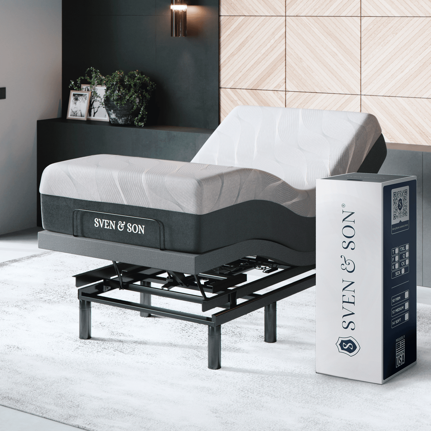 Bliss Series Adjustable Bed Base + Choice of Mattress Bundle bundle SVEN & SON® Twin-XL 14" Plush 