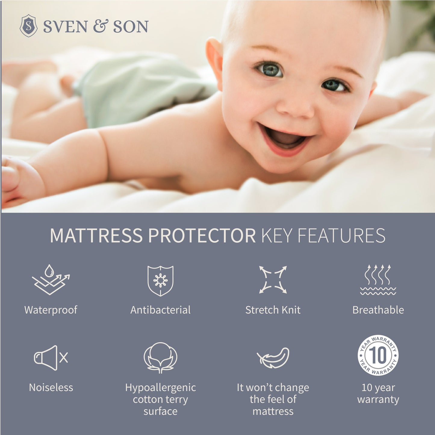 Premium Dimpled Stretch Knit Mattress Protector Bedding SVEN & SON®