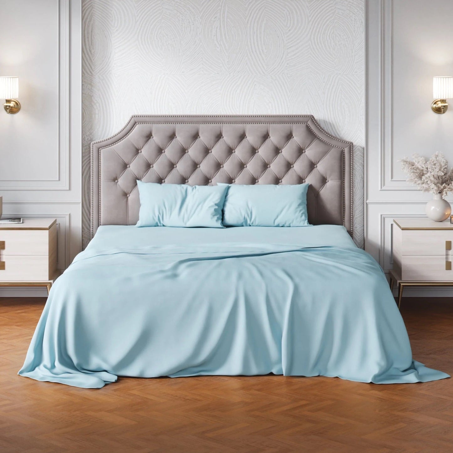 Premium Italian Crafted Sateen Sheet Set, 600-Thread-Count Sven & Son Split King Blue
