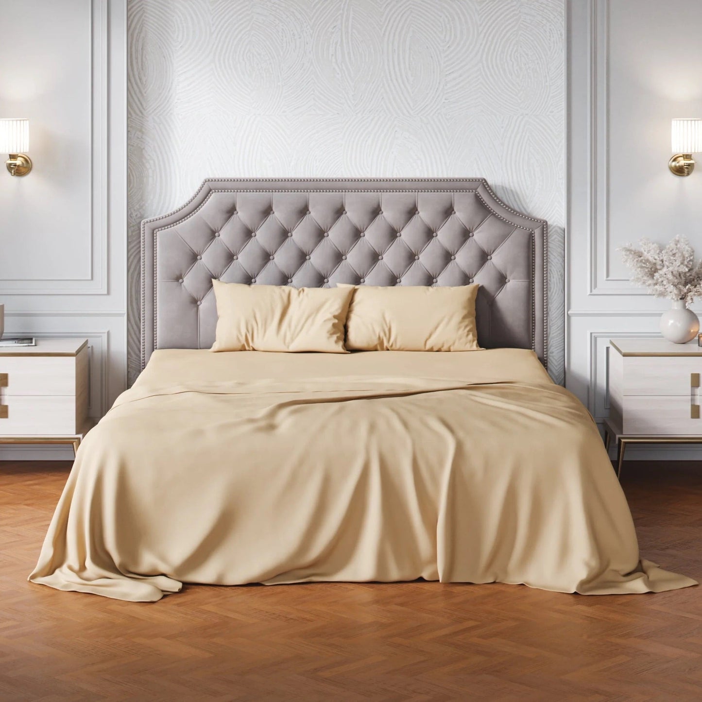 Premium Italian Crafted Sateen Sheet Set, 600-Thread-Count Sven & Son Twin XL Ecru