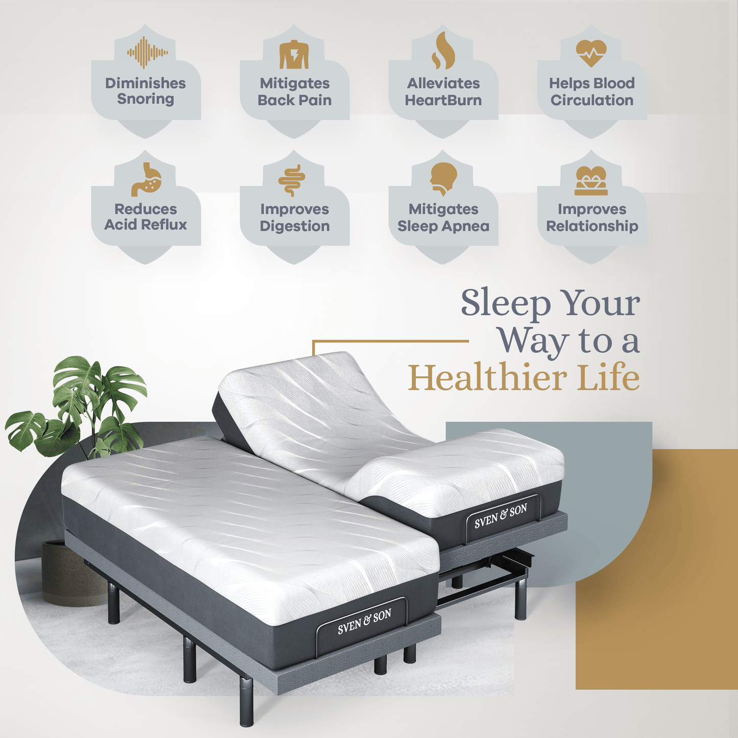 Bliss Series Adjustable Bed Base + Choice of Mattress Bundle bundle SVEN & SON®
