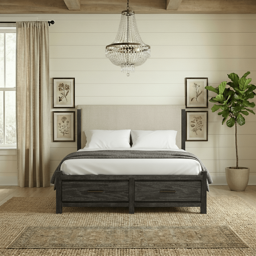 Plum Creek Bed Frame Sven & Son Black Queen Upholstered Panel Storage Bed