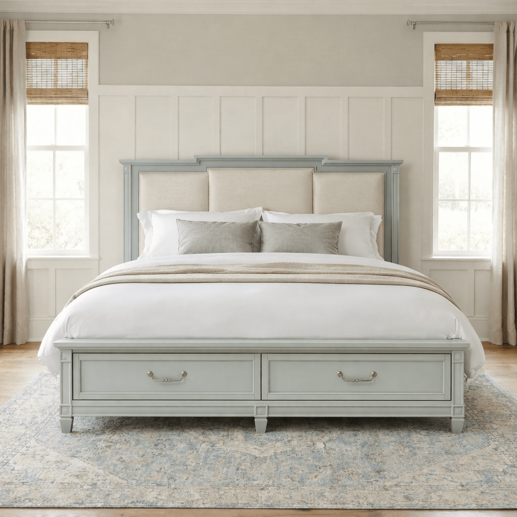 Willowbrook Bed Frame Sven & Son Glenbrook Queen Upholstered Panel Storage Bed