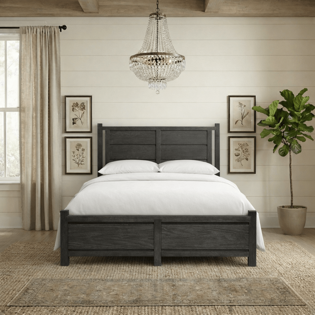 Plum Creek Bed Frame Sven & Son Black Queen Wooden Panel Bed