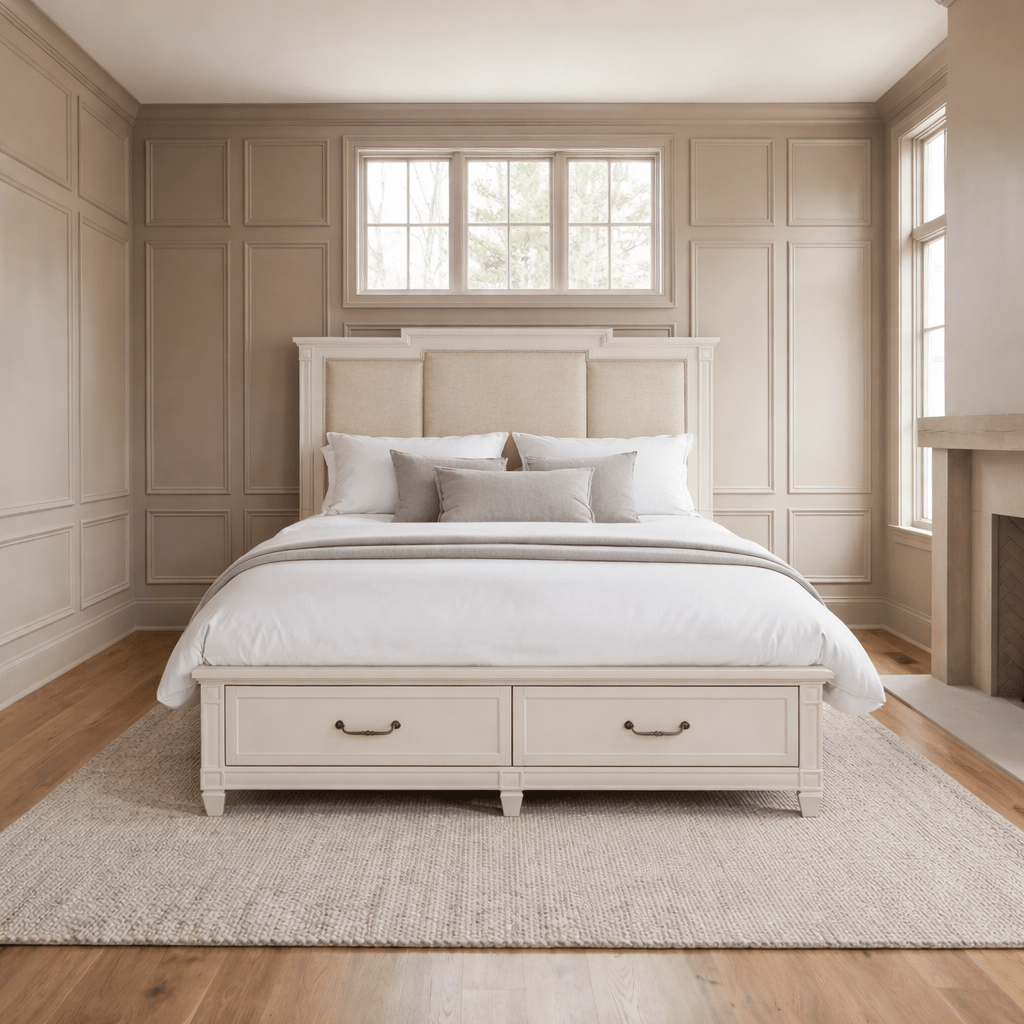 Willowbrook Bed Frame Sven & Son Willowbrook Queen Upholstered Panel Storage Bed