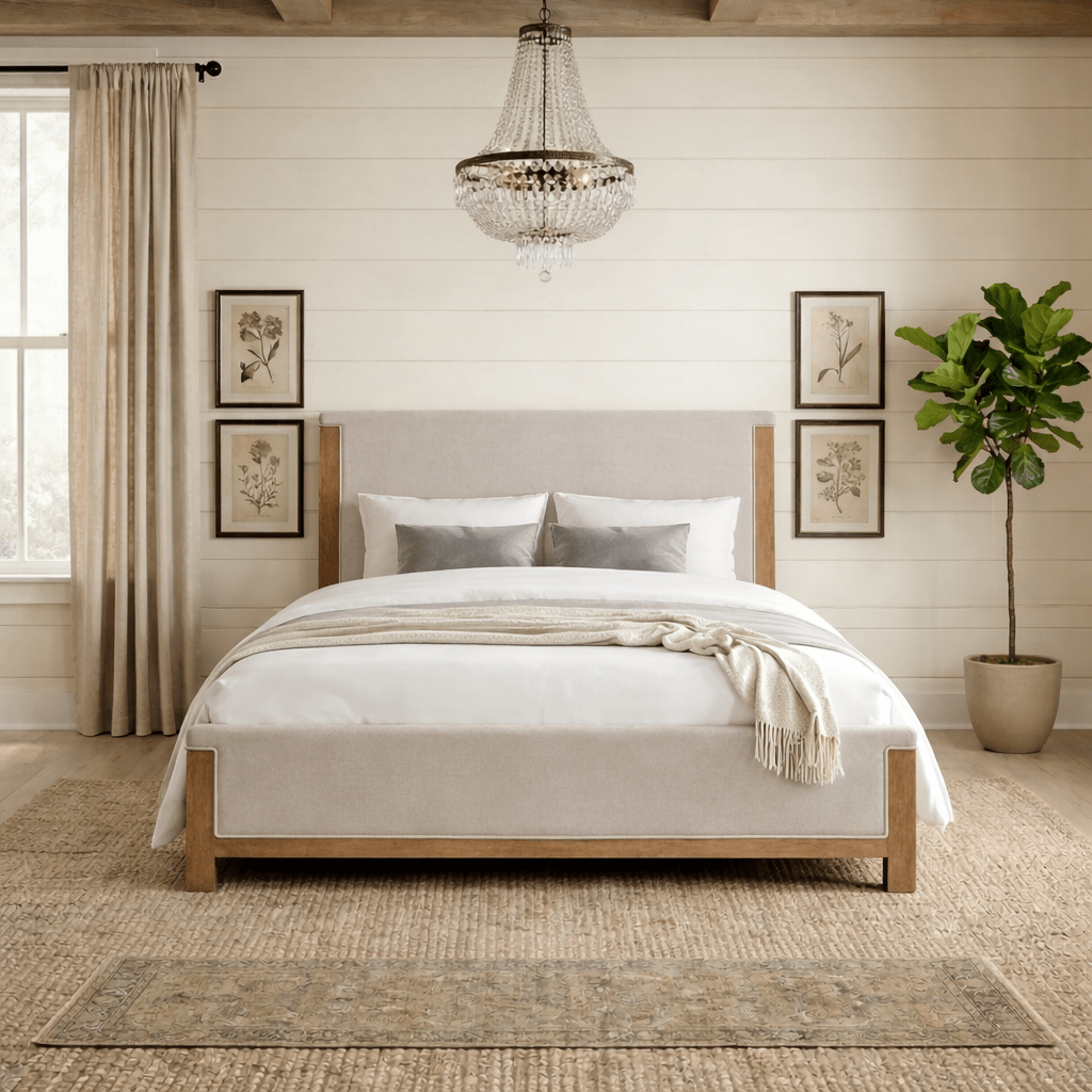 Plum Creek Bed Frame Sven & Son Brown Queen Upholstered Panel Bed