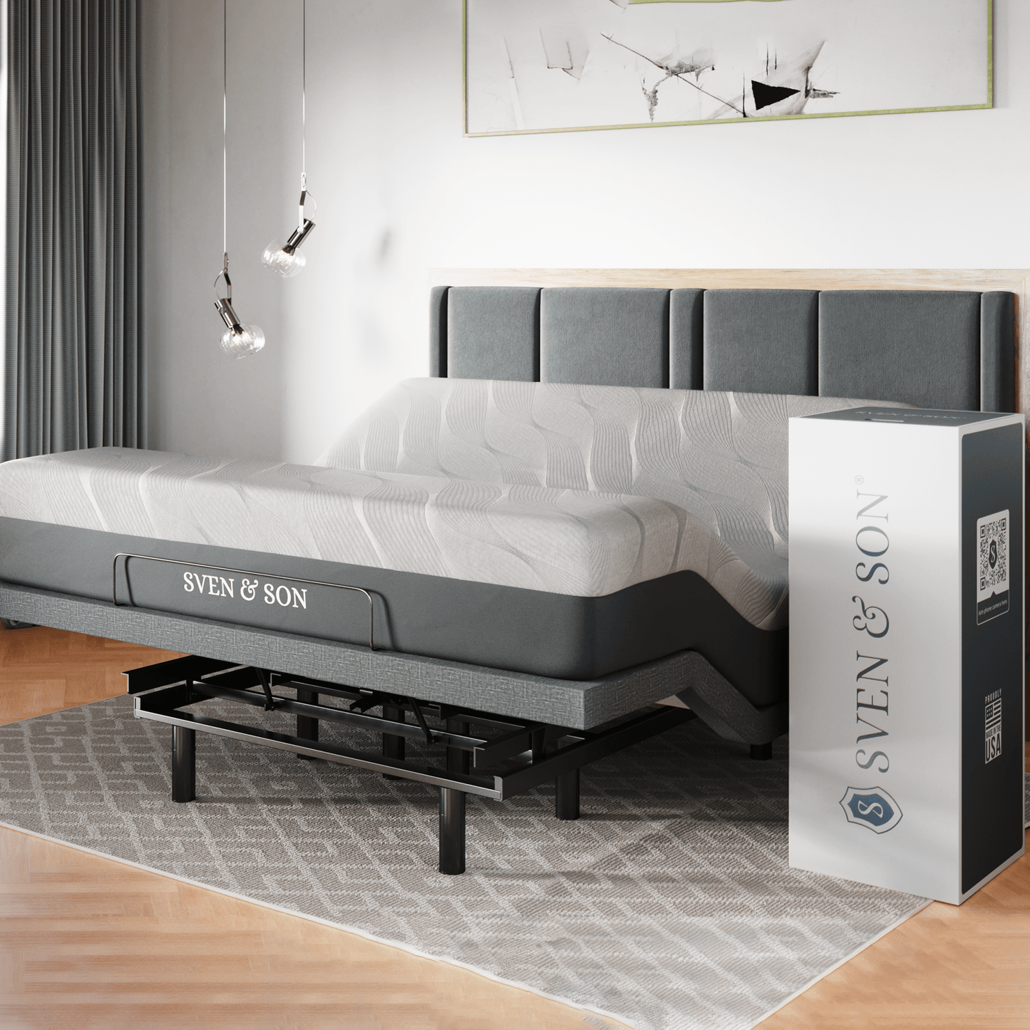 Classic Series Adjustable Bed Base + Choice of Mattress Bundle bundle SVEN & SON® King 10" Firm 