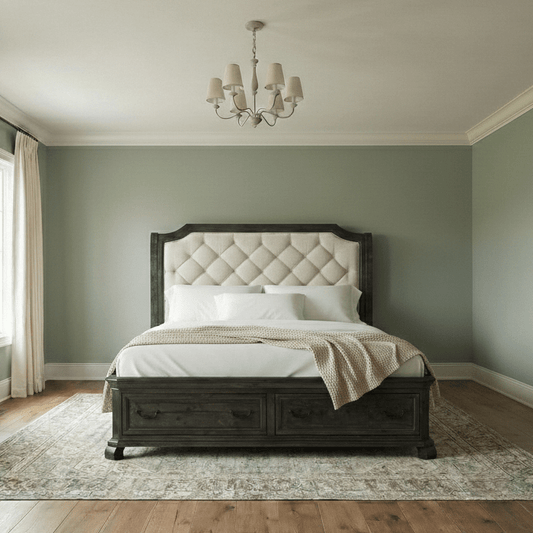 Bellamy Bed Frame Sven & Son Bellamy Queen Upholstered Sleigh Storage Bed