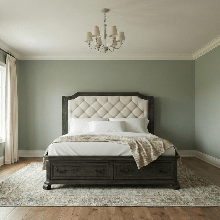 Bellamy Bed Frame Sven & Son Bellamy Queen Upholstered Sleigh Storage Bed