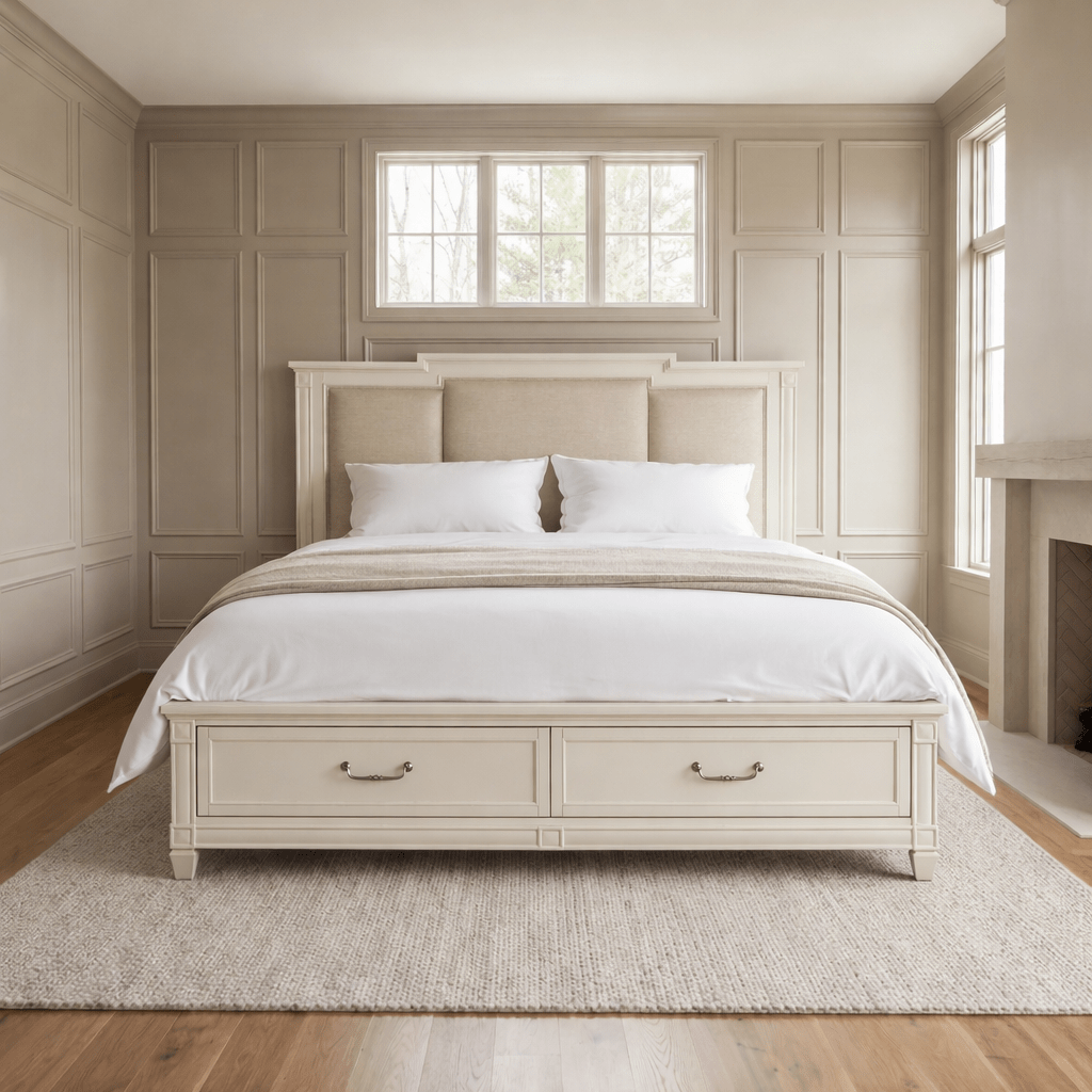 Willowbrook Bed Frame Sven & Son Willowbrook King Upholstered Panel Storage Bed