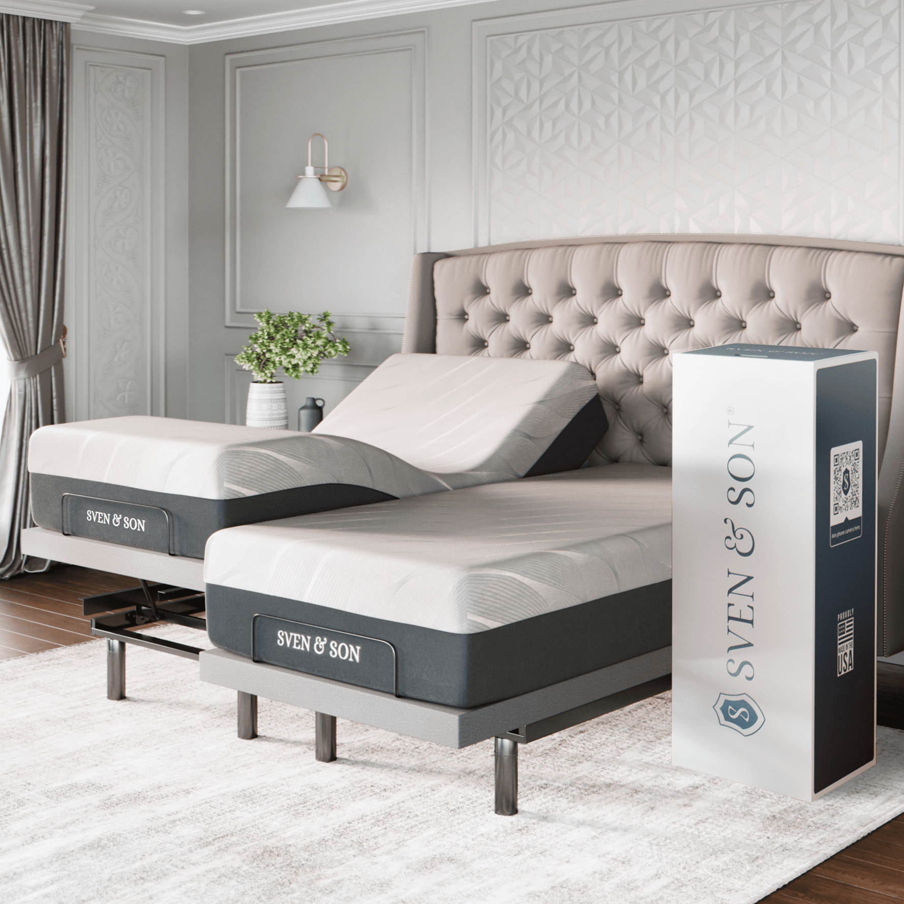 Platinum Series Adjustable Bed Base + Choice of Mattress Bundle bundle SVEN & SON® Split California King 14" Medium Soft